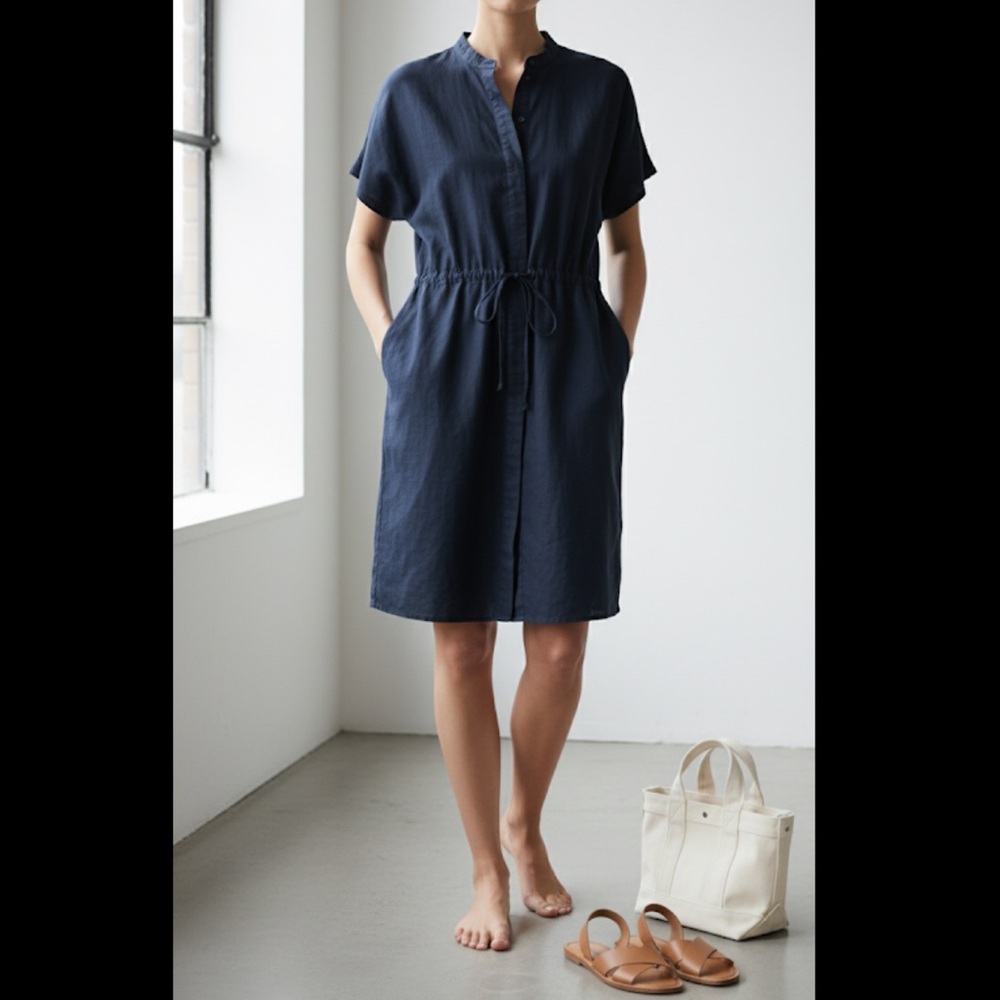 COS Navy Blue Button Down Shirt‎ Dress Sz XS​​